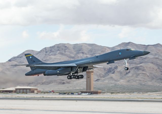 86-0108 — - 37 Bomb Squadron B-1B launching on a Red Flag sortie.