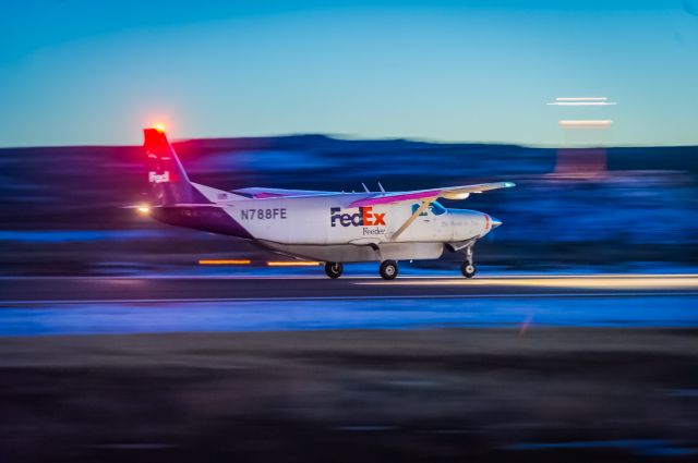 Cessna Caravan (N788FE) - An Empire Cessna Caravan departs from Runway 24 at Gallup after taking cargo for the evening. She was headed back to Albuquerque (KABQ) © Bo Ryan Photography | a rel=nofollow href=http://facebook.com/boryanphotofacebook.com/boryanphoto/a Please vote if you like my image!