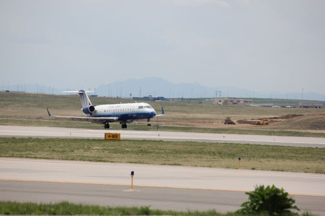 Canadair Regional Jet CRJ-200 (N983SW) - Landing on 34R at DIA with a blown out nose tire.