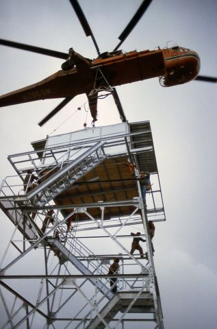 N6962R — - N6962R setting the lookout on the tower. Omak Mt, Washington. Photo taken in the early 1980s