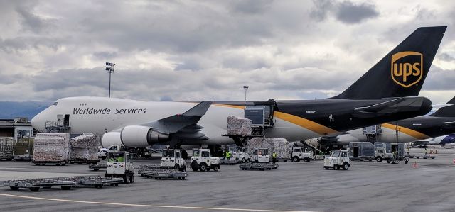 Boeing 747-400 (N580UP) - UPS Cargo hub, loading area, Anchorage International Airport