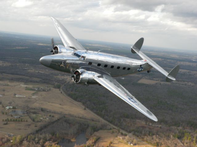 PACAERO Learstar (N1940S) - Mid America Flight Museums Lockheed Lodestar.  Pilots: Scott and Andrew, Photo taken by Matt out of a L-19 Bird Dog