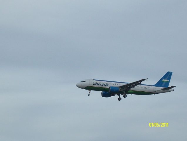 Airbus A320 (UK-32000) - Uzbekistan A320 on approach into KSKF, Lackland AFB San Antonio TX. I caught this plane while out on my afternoon bike ride. Tracked it from Gander and since I live just down the street from the flight line I decided to ride out and take a photo of it.