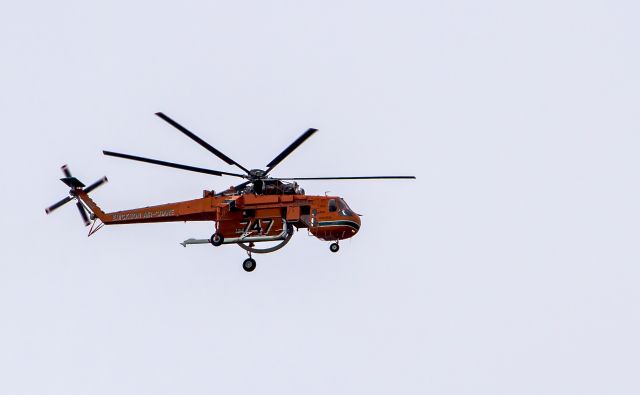 Sikorsky CH-54 Tarhe (N194AC) - Sikorsky S-64 Skycrane northbound along the LA River west of Long Beach Airport on the morning of 4-24-2015.  Owned by Erickson Incorporated, this Fire Fighting Helicopter is probably under contract with a government agency for the upcoming 2015 fire season. An unusual and beautiful sight.  I could hear it coming for 5 minutes!