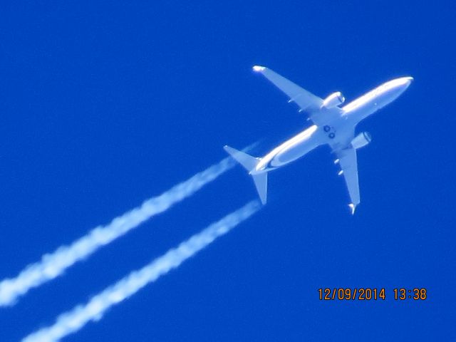 Boeing 737-800 (N525AS) - Alaska Airlines flight 774 from SEA to TPA over Baxter Springs Kansas (78KS) at 37,000 feet.