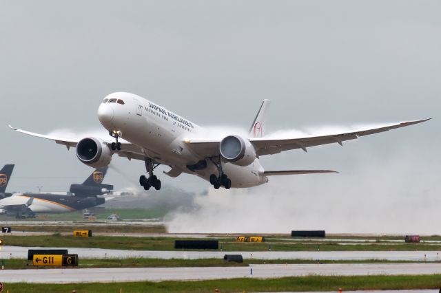 Boeing 787-9 Dreamliner (JA881J) - A rather moist morning in Dallas/Fort Worth!