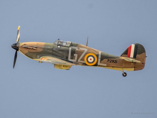 P2921 — - Taken at 2018 Old Buckenham Airshow. Owner: Peter Monk. Built 1940, engine Packard built Rolls Royce Merlin 29 1 460hp. Hawker Hurricane P2921 built by Canadian Car & Foundry.