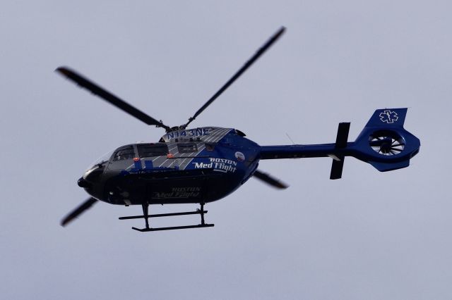 KAWASAKI EC-145 (N143NE) - Boston MedFlight passing by Fitchburg MA.