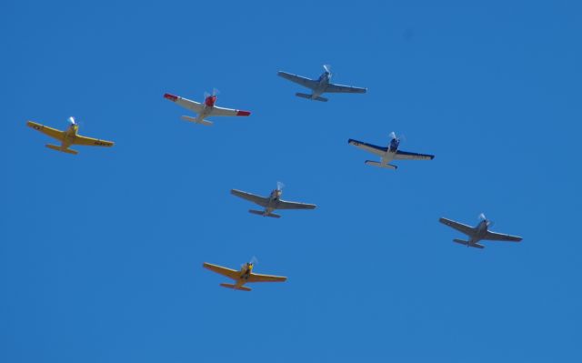 — — - Santa Barbara, CA, Veterans' Day Parade flyover, 2015. I believe this is a group of Nanchang CJ-6 trainers in various livery.