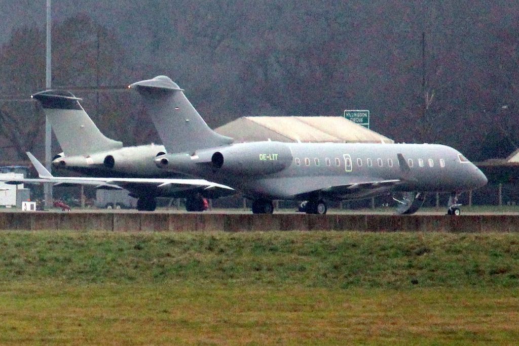 Bombardier Global Express (OE-LIT) - Parked on the ramp on 21-Feb-23 prior to departure for OBBI as AOJF1.