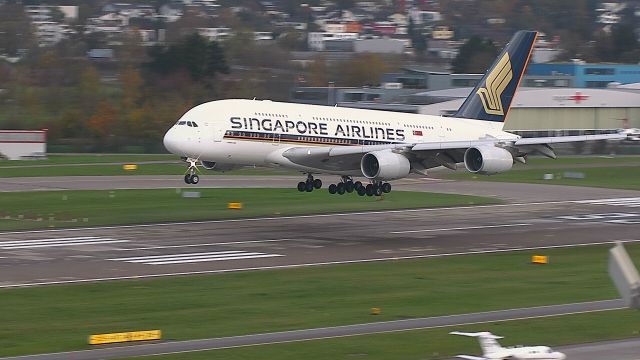 Airbus A380-800 (9V-SKR) - final approach R28 from Singapore