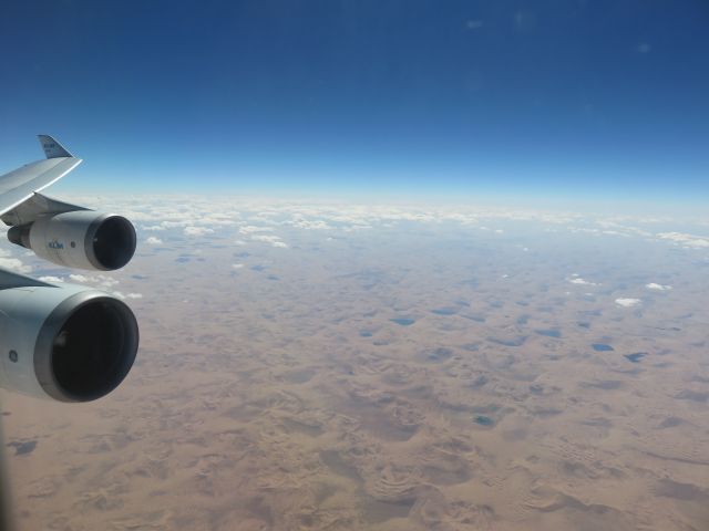 Boeing 747-400 (PH-BFP) - Flying over the Gobi Desert in Mongolia en route from Hong Kong to Amsterdam on KL 888. 