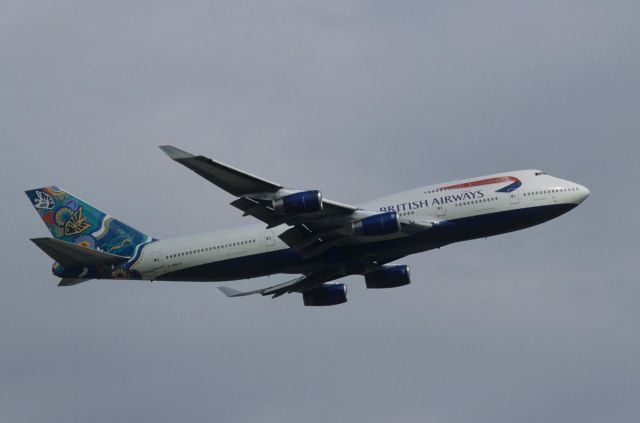 Boeing 747-400 (G-BNLN) - Departure at Narita Intl Airport Rwy16R on 1998/03/23 " Wunula Dreaming c/s "