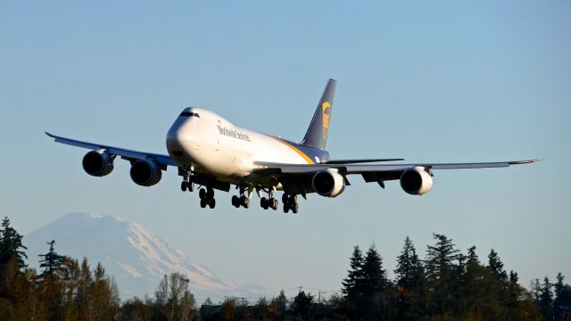 BOEING 747-8 (N624UP) - BOE610 on final to Rwy 34L to complete a flight test on 11.1.20. (ln 1558 / cn 63784). The aircraft is using temporary reg #N784TD.