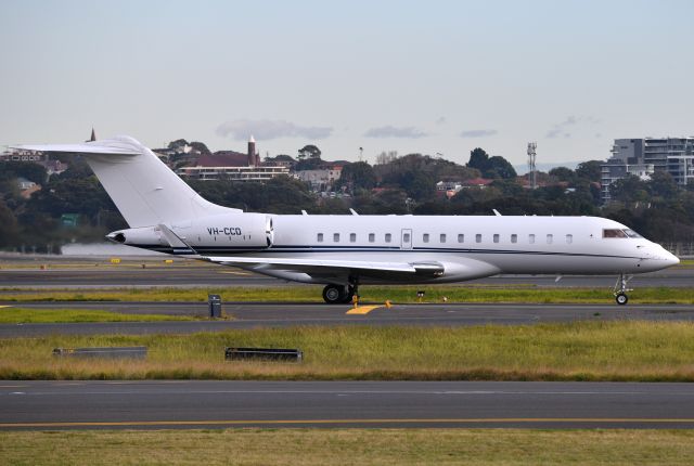 Bombardier Global Express (VH-CCD) - A fantastic Global Express belonging to Crown Casino taxying in at Sydney on an early winter morning.