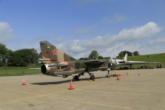 — — - 7/10/21 SAC Museum's recently received MiG-23. The wings were crated, to be installed once in the restoration hanger.