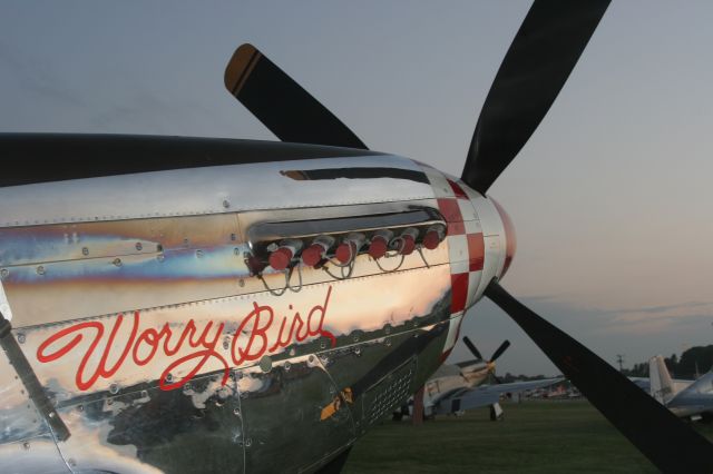 — — - P-51 Worry Bird at sunset EAA 2011