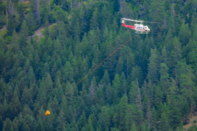 C-FAHB — - A Bell 212 actioning a small forest fire in southern British Columbia, Canada.