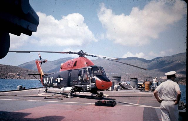 — — - This Helicopter was on my nuclear powered missile ship(1964)and was for missile training and alignment of ships radar guidance beams. 