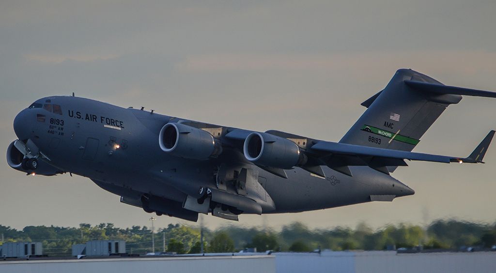 Boeing Globemaster III (08-8193) - REACH225T leaving Columbus with Bidens support team.