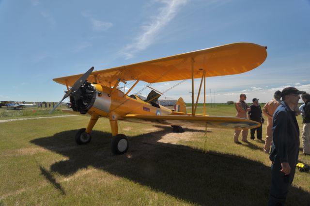 C-GKUE — - Stearman PT-27 Kaydet C-GKUE at former BCATP base Claresholm SFTS-15 during Yellow Wings Tour July 10, 2011