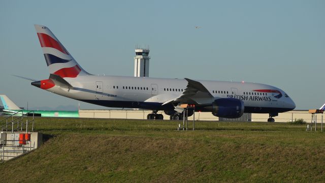 Boeing 787-8 (G-ZBJD) - BOE453 taxis from Rwy 16R having just landed from its maiden flight on 9.11.13. (LN:121 cn 38612).