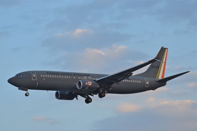 Boeing 737-800 (FAM3528) - Boeing B737-8ZY FAM-3528 MSN 63325 of Mexican Air Force (FAM) on approach to Mexico City International Airport (04/2019).
