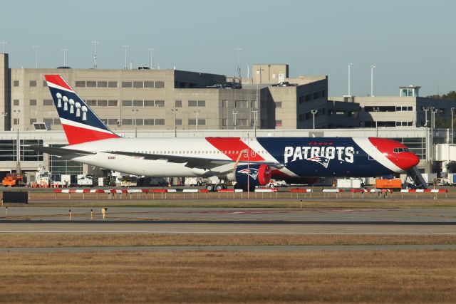 BOEING 767-300 (N36NE) - New England Patriots 767 "36 November Echo Heavy" rest on the ramp at T.F.Green waiting for the next Patriots road game. This is one of two the team has bought.