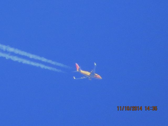 Boeing 737-700 (N781WN) - Southwest Airlines (Mexico One Livery) flight 540 from LAS to RDU over Southeastern Kansas at 37,000 feet