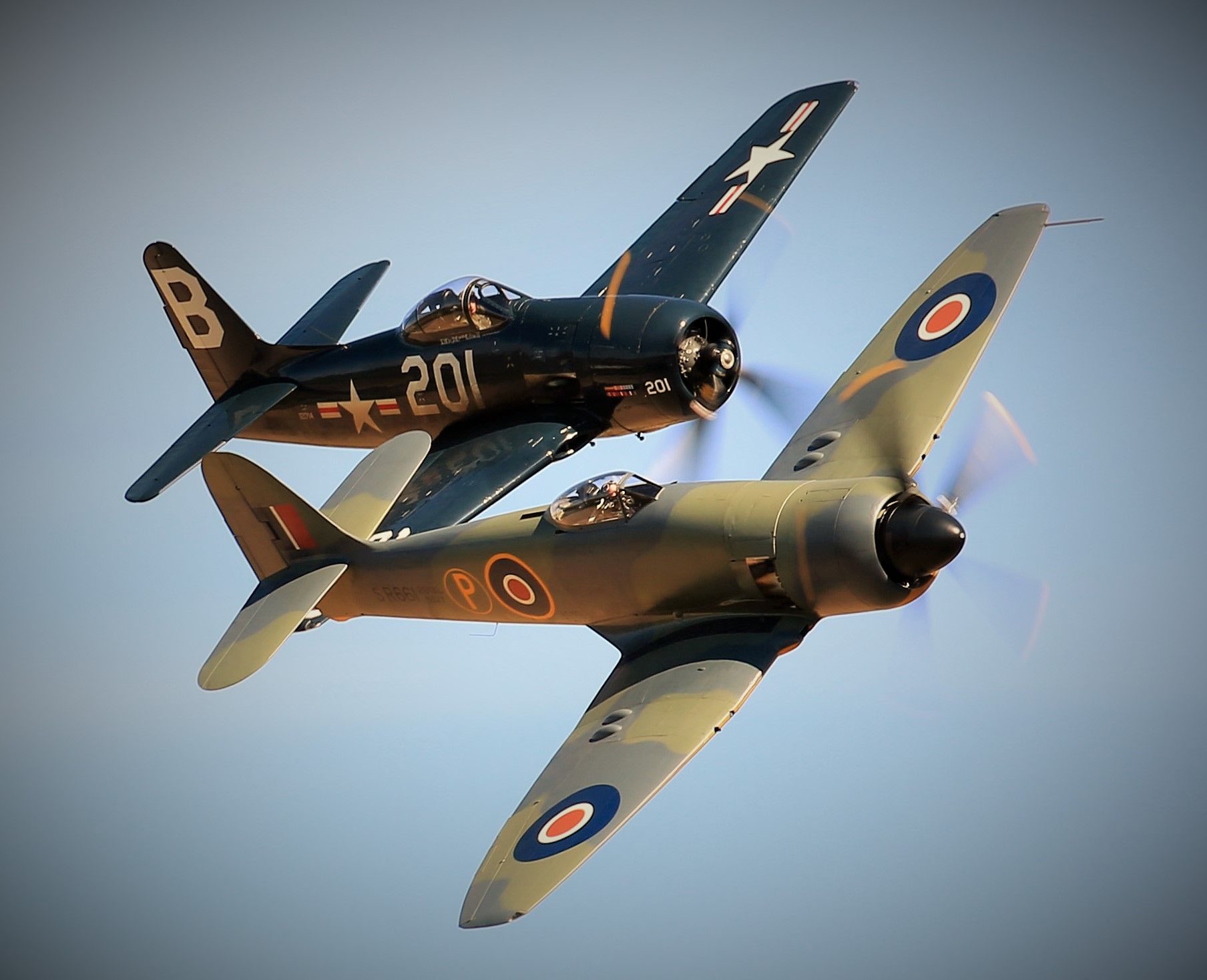 — — - Fury and Bearcat in close formation - Duxford meet the Fighters Sept 2016