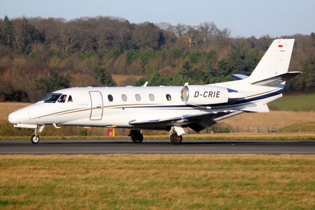 Cessna Citation Excel/XLS (D-CRIE) - Luminair Citation XLS landing on rwy 25 on 3-Jan-25 arriving from LSGG as LUA938U.