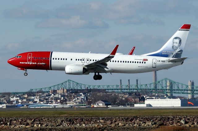 Boeing 737-800 (LN-NIG) - NAX 6752 arriving from Fort-de-France, Martinique. One of two Nor Shuttle flights to Boston