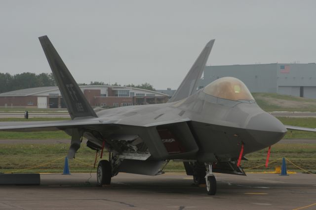 Lockheed F-22 Raptor — - F-22 from Langley AFB at Duluth Air Show 2014 despite fog & rain.