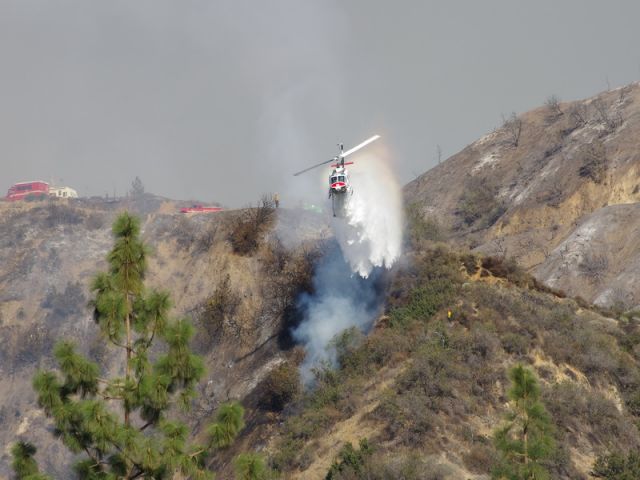 Bell UH-1V Iroquois (N309) - Cal Fire Huey hitting flare up on Glendora Ridge 1/16/14