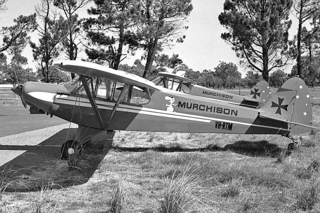 Piper L-21 Super Cub (VH-RTM) - Murchison Air Service PA18 at perth in March 1971 from the Geoff Goodall Collectionbr /The ambulance cross was seen on Austers in the years before. Perth Airport looks nothing like this now.