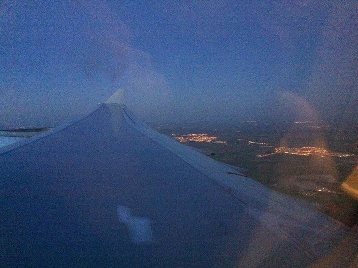 Airbus A340-600 (EC-GHX) - A340-600 Iberia JFK Intl Airport to LEMD Madrid-Barajas, dawn 14 April 2011. Early morning descent into Madrid with beautiful views of Madrid city lights as well as residual frost left on wings from overnight.