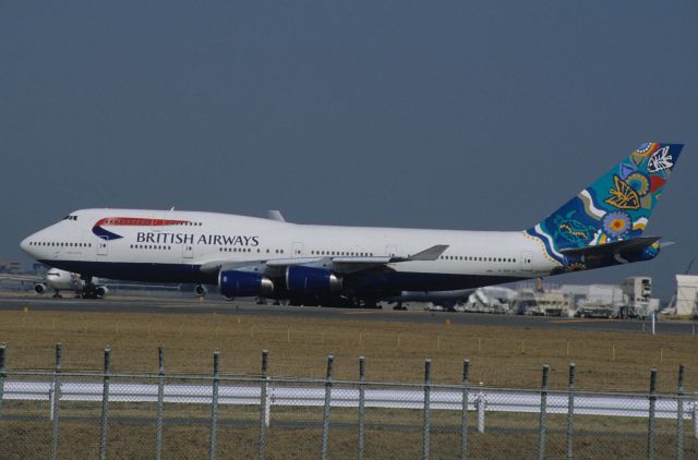 Boeing 747-400 (G-BNLN) - Departure at Narita Intl Airport Rwy34L on 1998/02/23 " Wunula Dreaming c/s "