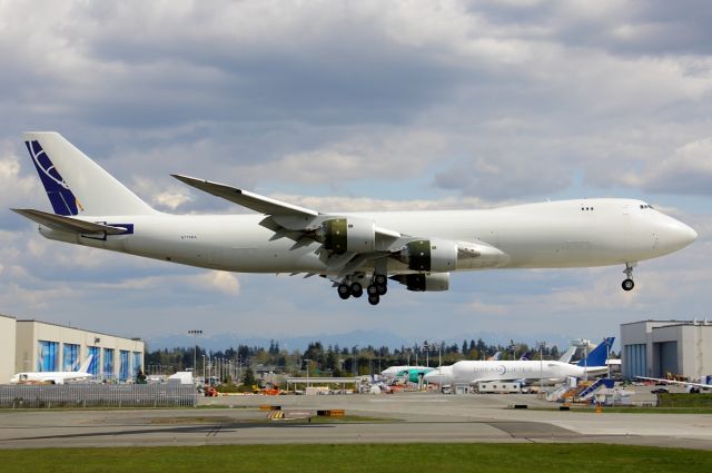 BOEING 747-8 (N770BA) - N770BA returning to Paine Field after a test flight April 17, 2013.