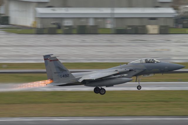 McDonnell Douglas F-15 Eagle (78-0492) - ROCK ONE alert bird departing PDX in full afterburner.