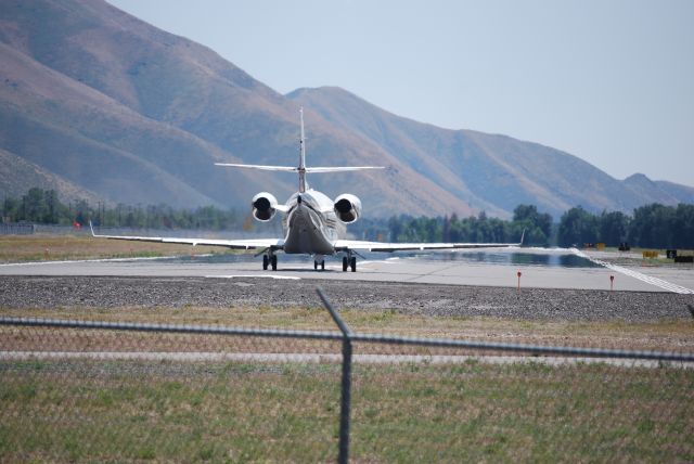 IAI Gulfstream G200 (N755PA) - Deaparting to the south at the Freidman Memorial Airport in Hailey Idaho