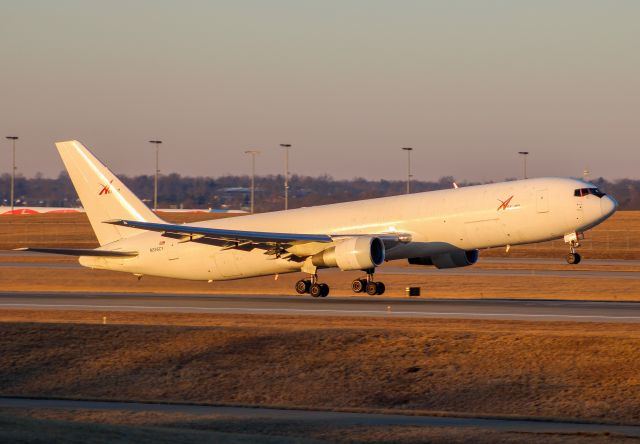 BOEING 767-300 (N266CY) - ABX all white 767-300 departing RWY 36R in the morning sun of CVG