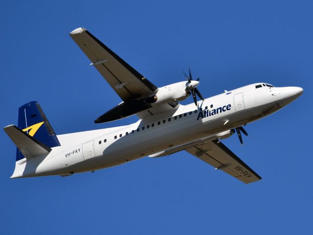 Fokker Maritime Enforcer (VH-FKY) - Getting airborne off runway 23 on a beautiful Adelaide autumn day. Thursday 12th April 2012.