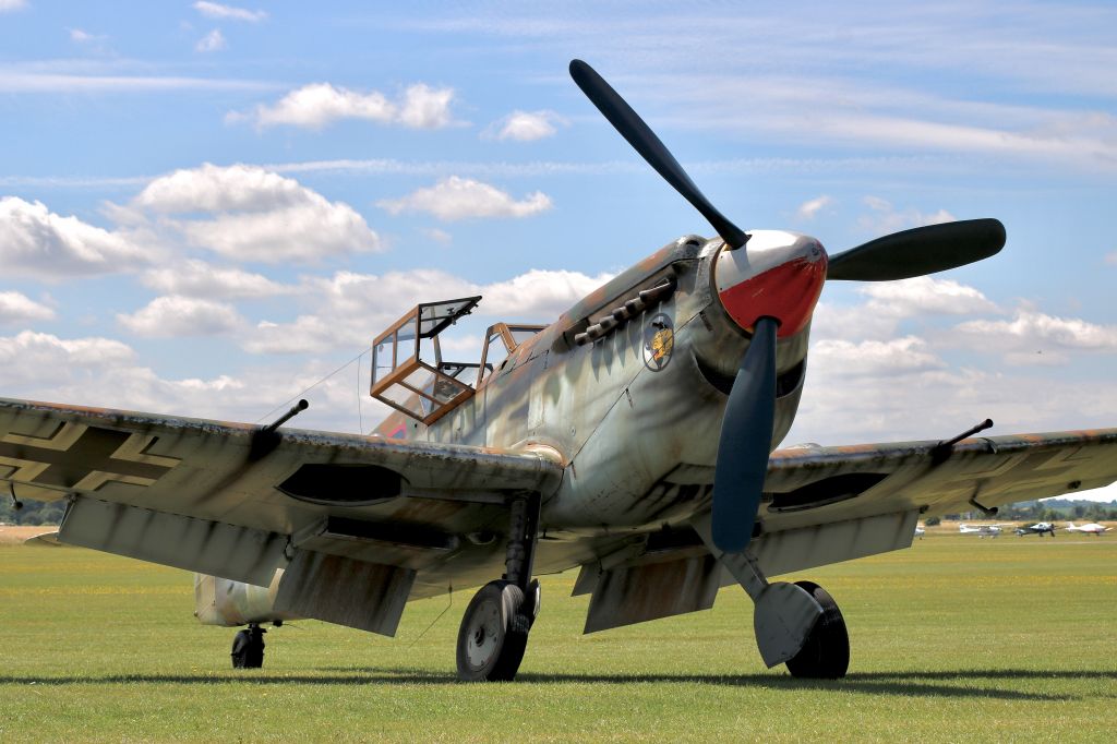 MESSERSCHMITT Bf-109 (G-AWHK) - ARCo operated Hispano Buchon 'Yellow 10'. Flew in iconic 1969 film 'Battle of Britain' and Tom Cruise film 'Valkyrie' mp©2017