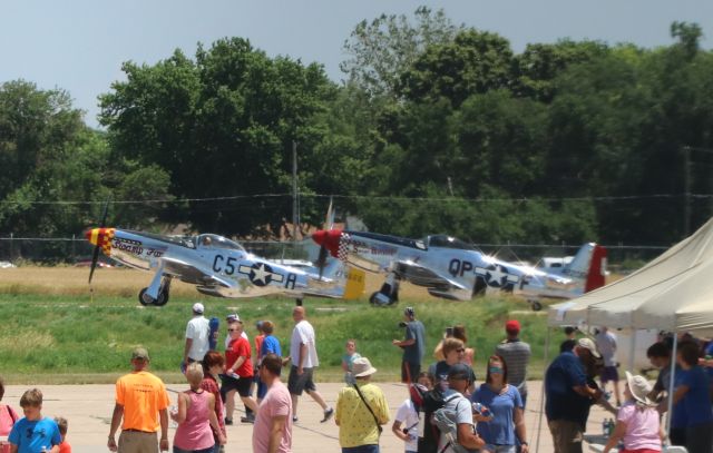 North American P-51 Mustang (N5420V) - 6/20/21 P-51's Swamp Fox and Sweet Revenge waiting for clearance on the runway to start their demo. 