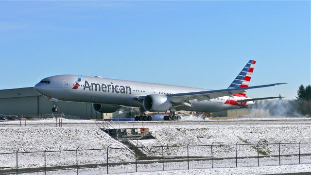 BOEING 777-300 (N732AN) - BOE316 landing on Rwy 34L to complete a flight test on 12/2/14. (ln 1257 / cn 31549).