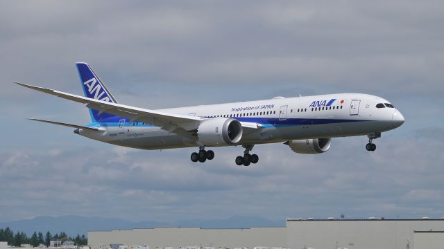 Boeing 787-9 Dreamliner (N1015B) - BOE787 on final to Rwy 16R after practice for the Farnborough Air Show at KMWH on 6/21/16. (ln 447 / cn 34533). The aircraft is using Boeing temporary reg #N1015B. br /To view video of the practice at KMWH use this link: a rel=nofollow href=http://youtu.be/kI6Crm2guJEhttps://youtu.be/kI6Crm2guJE/a