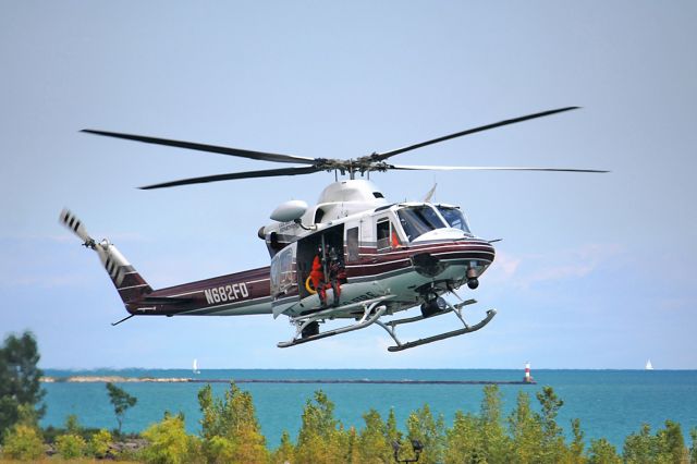 Bell 412 (N682FD) - A Chicago Fire Department Bell 412EP approaches the drop zone during a search and rescue demonstration in Lake Michigan behind the McCormick Center, Chicago, Illinois, on 26 Aug 2010.