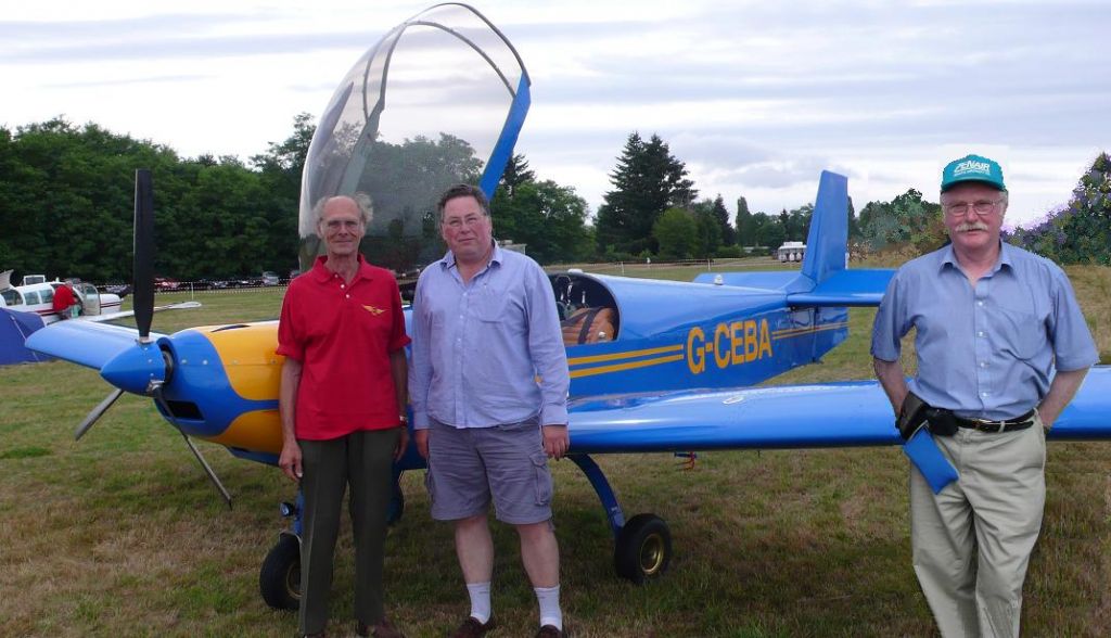 ZENAIR Super Zodiac (G-CEBA) - The Wonderful Chris Hientz with owner Pete Morris and on the right the legendary Ian Donnely Engineer and Builder of G-CEBA The First Constructed Zenair CH601 XL Tested and  Flown in the UK.