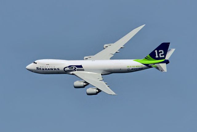 BOEING 747-8 (N841BA) - At Seattle Seafair Air Show over Lake Washington