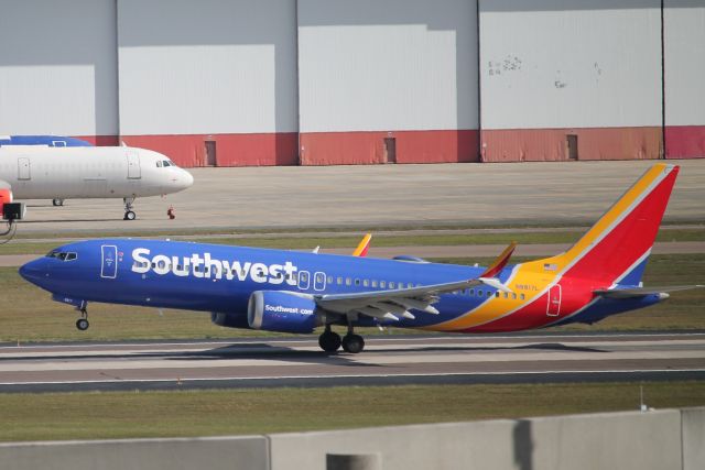 Boeing 737 MAX 8 (N8817L) - Southwest Flight 1900 departs Runway 1R at Tampa International airport enroute to Dallas Love Airport